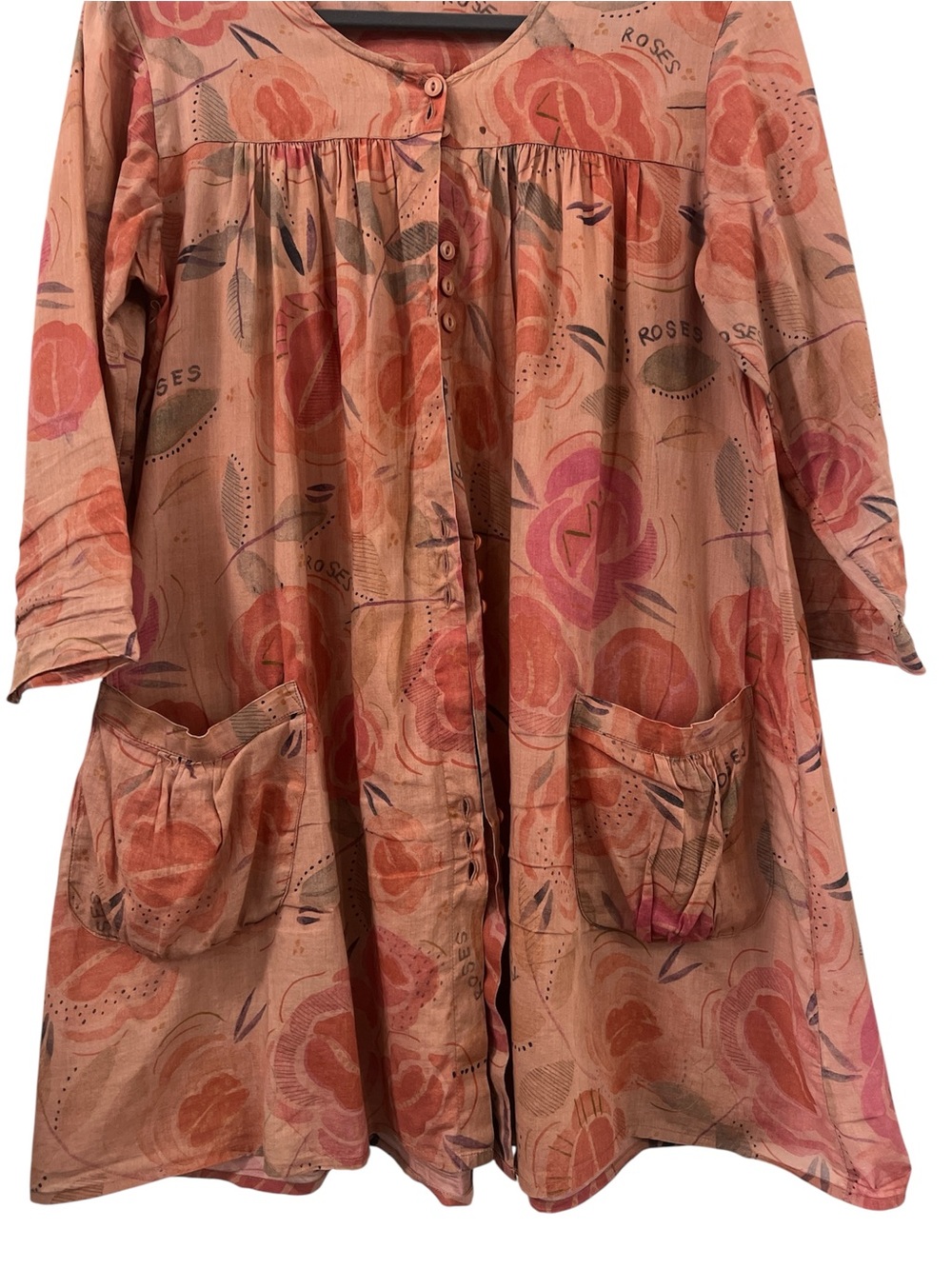 Gundrum Sjoden Floral Button-Front Tunic Dress in Dusty Rose - Picture 5 of 10